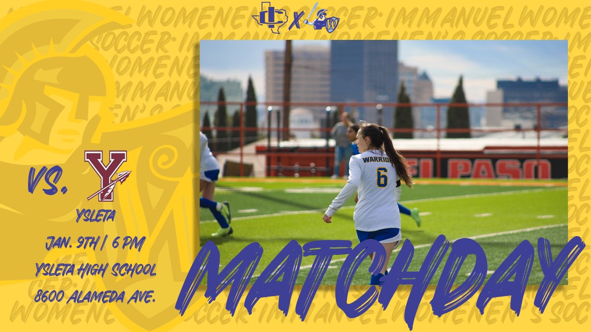 ICSWSoccer's tweet photo. IT’S MATCHDAY! 

Lady Warriors ⚔️ vs. Ysleta Indians 🪶

📆 Monday, January 9th, 2023

⌚️ 6 PM

📍Ysleta High School, 8600 Alameda Ave.

#ICWSOC23 ⚽️
#GoWarriors ⚔️
#BeatYsleta 🪶 https://t.co/qJBOitJdn7