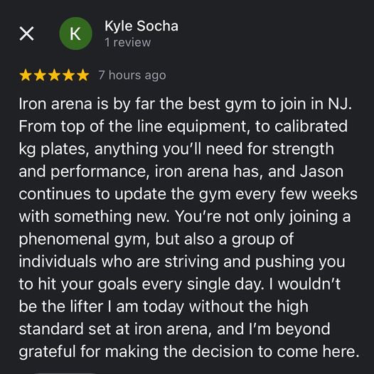 We’re on a number of social media platforms. Reviews (especially on Google) help us grow, in turn, allowing us to provide a better product. If you feel your time at Iron Arena has been positive, feel free to contribute.