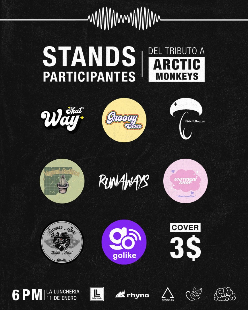 EL MIÉRCOLES nos vemos en la lunchería en el tributo a arctic, corran por sus entradas!!