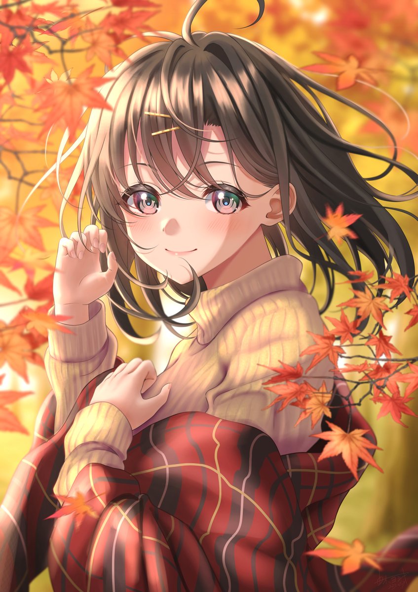 「紅葉#創作 #無口な彼女は語りたがり 」|由木ヨシキ👓＠ｺﾐﾃｨｱ144【C-05a】のイラスト