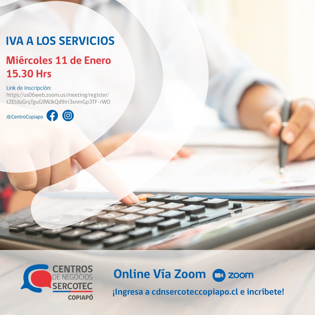 de_copiapo's tweet photo. Buenas Tardes 😁🖐 ¿Cómo comenzaron la semana?

📌 Les contamos que el día miércoles a las 15.30 hrs. realizaremos una #capacitación sobre el IVA en los Servicios 🤔 Los esperamos‼

🌐 Puedes Inscribirte en https://t.co/AEky9b34YP https://t.co/Z1C4tb6nfi