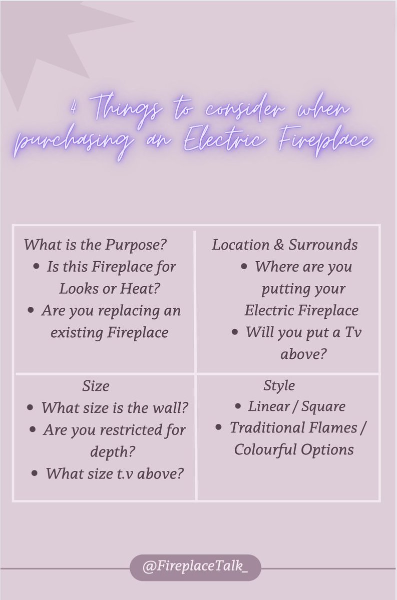 FireplaceTalk_'s tweet photo. Exploring different options for Electric Fireplaces and don't know what to look for?

Follow the top 4 things to consider when purchasing an Electric Fireplace

Keep in mind if putting a t.v above your Linear Fireplace, your Fireplace should be the same width as the t.v or longer https://t.co/Daxe1evO4V