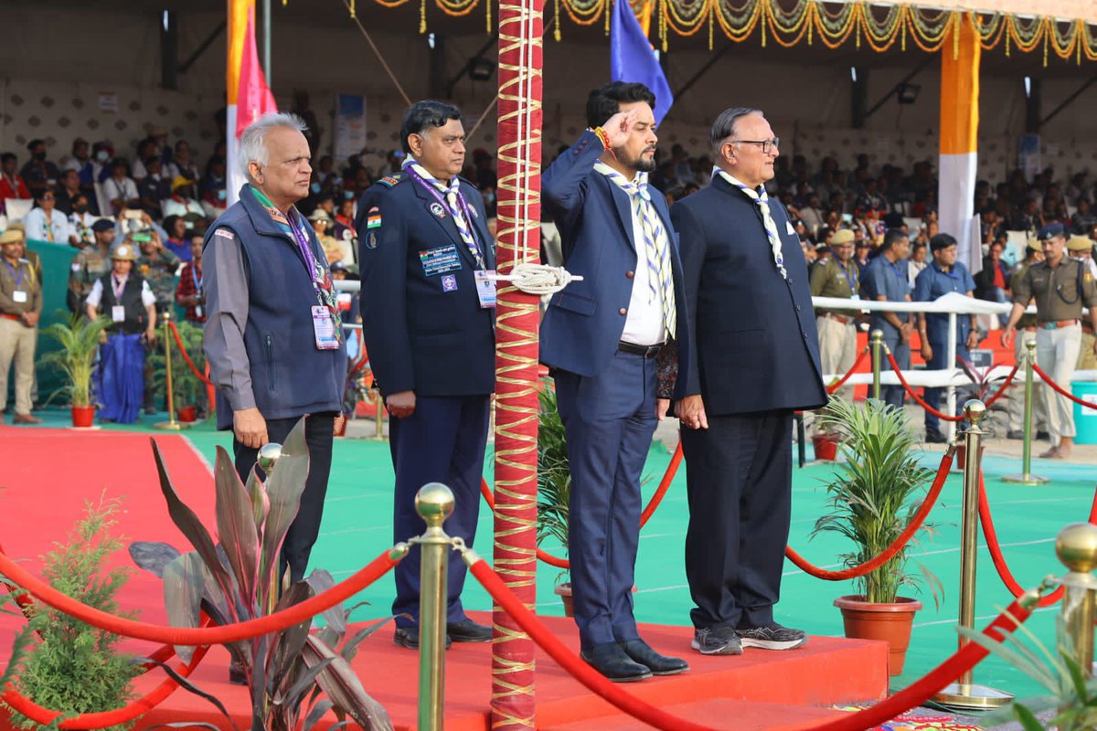 ianuragthakur's tweet photo. I am happy to be among all the budding Scouts today at the 18th National Jamboree.
 
The values, discipline, personality development &amp; leadership skills which you all entail during your training will eventually help you all to grow as individual leaders &amp; ideal citizens. https://t.co/xVw7uQwIrO