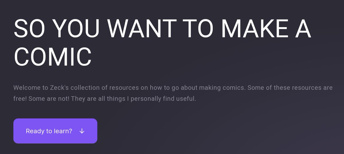 Hey y'all! Comics don't have to be hard! I made a little carrd page to share the resources I use most frequently!

Now updated with some comic challenges you can do!

comicsdonthave2behard.carrd.co