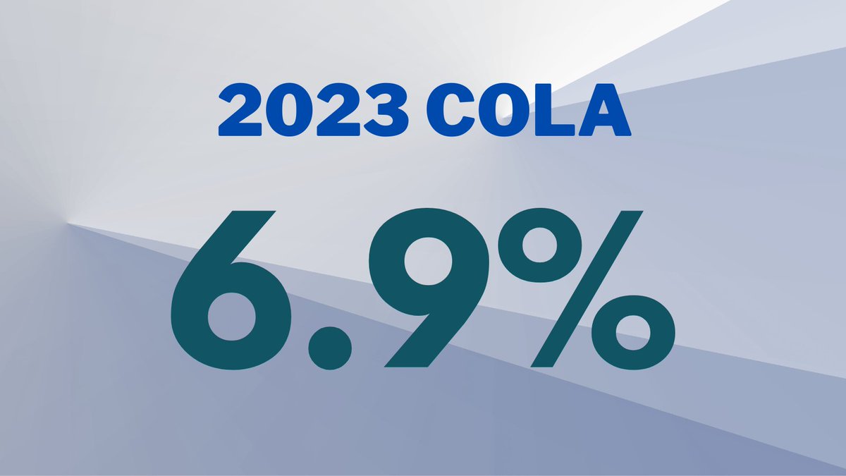 BCTeachersPlan's tweet photo. Retired plan member? Your 2023 cost-of-living adjustment (COLA) is 6.9%, matching the change in the Canadian consumer price index. COLAs aren’t guaranteed, but once granted, they become a permanent part of your pension: https://t.co/fC8Q9GrmFw @BCRTA1 https://t.co/lzMnvGy0KK