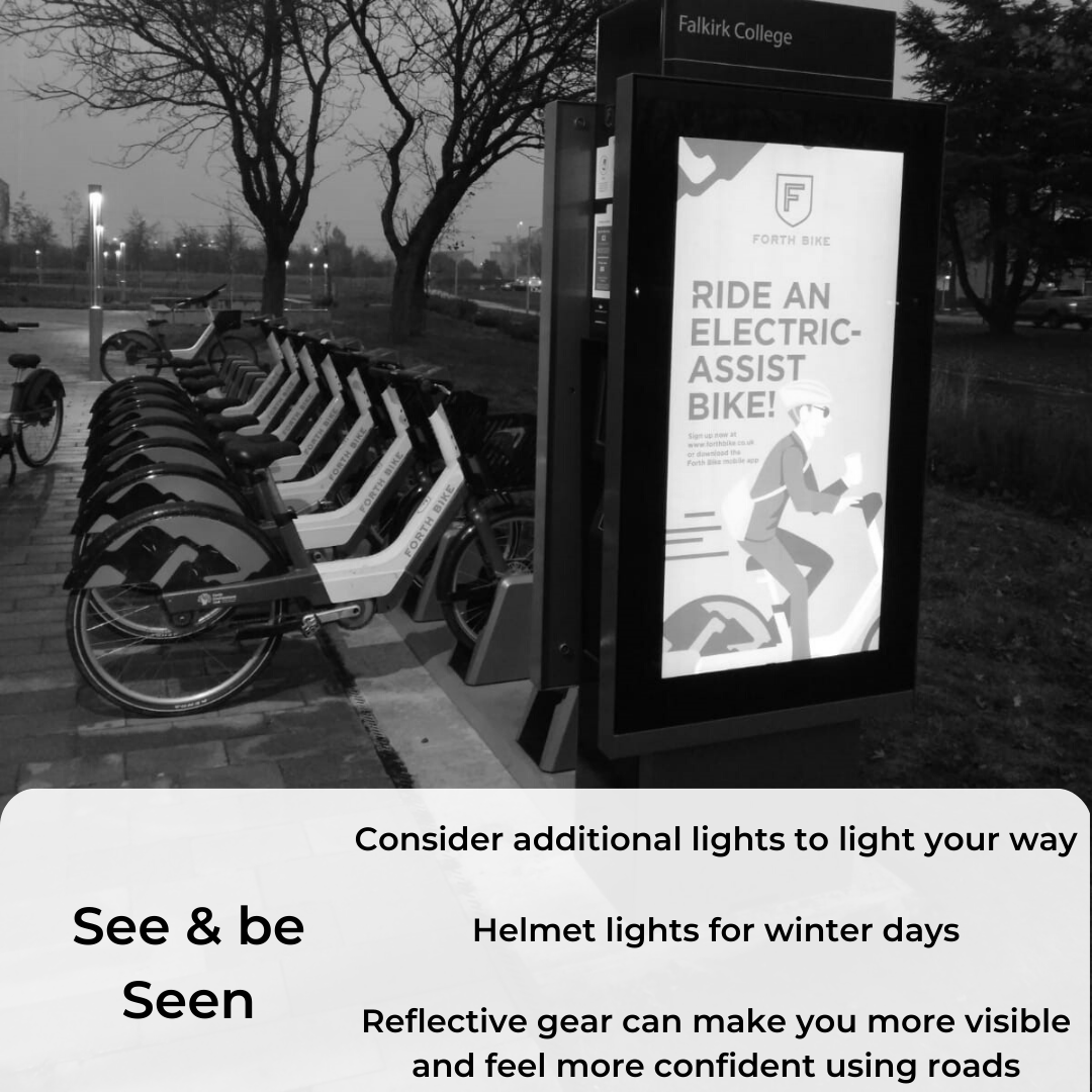Lights! If you're on busy roads, be confident others can see you; it might be worth investing in your own lights to compliment the GO e-Bike ones.  Most lights clip on quickly with rubber straps.  You can add these to your helmet, seat post or handlebars next to the brakes.