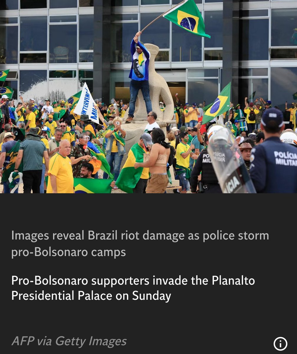 Learning4Vibes's tweet photo. Whatever your opinion on the right or wrong of what's happening in #Brazil right now... It's a sad sight behold

Be it #Insurrection, #Revolution, #FailureOfDemocracy, #Cuop, #FailureOfLeadership, or your preferred description...

It's a tragedy for the country &amp; the world 🫣😭 https://t.co/VsBfAtbJEN