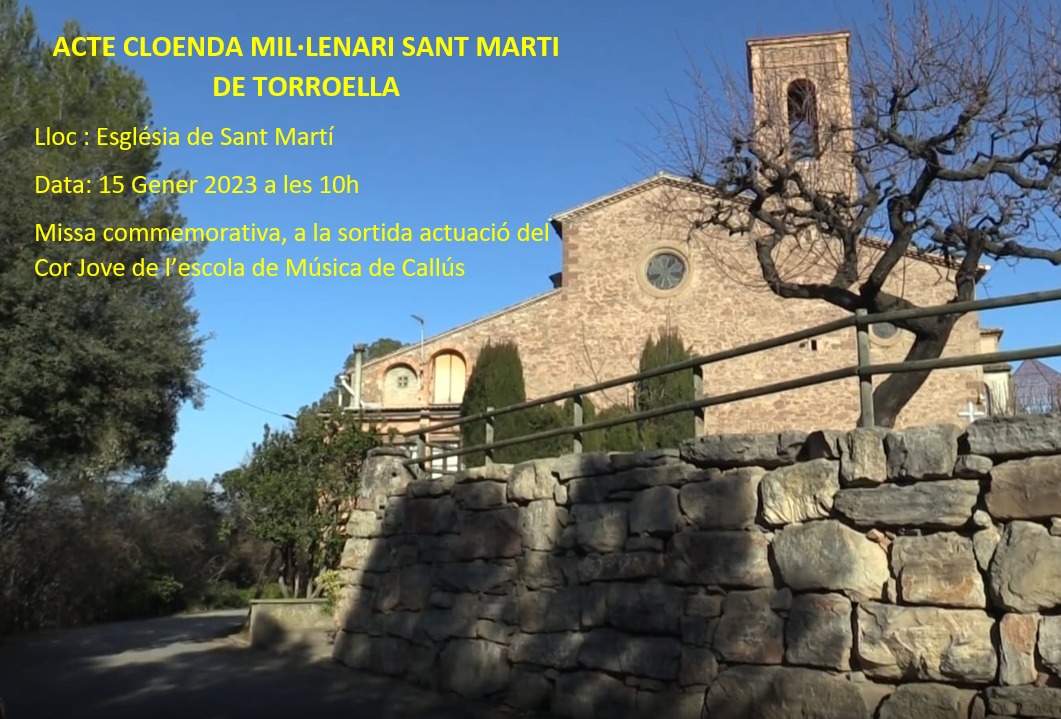 Aquest diumenge tenim acte de cloenda del Milenari de Sant Martí de Torroella a les 10h del matí, us esperem a tots