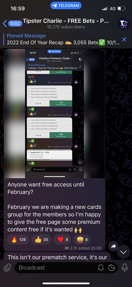 TipsterCharlie's tweet photo. At 18:00 we are releasing a link to our PREMIUM CARD GROUP which will give you FREE premium access for the rest of February.

This is all for free, with no subscription needed. 

Make sure you’re in our free telegram: https://t.co/iHlMTeVpCq

The reason we’re doing this 👇 https://t.co/TbmIrLCKNe