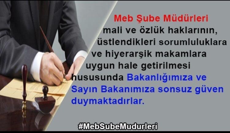 MEB’in her hedef ve politikalarında istisnasız en etkili ana mutfak elemanlarından biri olan #MebSubeMudurleri ‘nin mali koşulları iyileştirilmeli, konu bir kangrene dönüşmeden çözüm yolu bulunmalıdır…
<a href="/tcbestepe/">T.C. Cumhurbaşkanlığı</a>
<a href="/RTErdogan/">Recep Tayyip Erdoğan</a>
<a href="/tcmeb/">Millî Eğitim Bakanlığı</a>