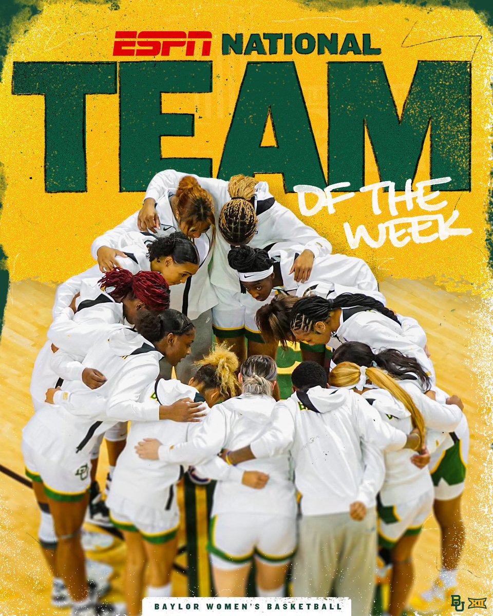 A total 𝐓𝐄𝐀𝐌 effort. 

Your Bears are the <a href="/ESPN_WomenHoop/">ESPN Women's Hoops</a>'s Team of the Week!

#SicEm | #GreaterThan