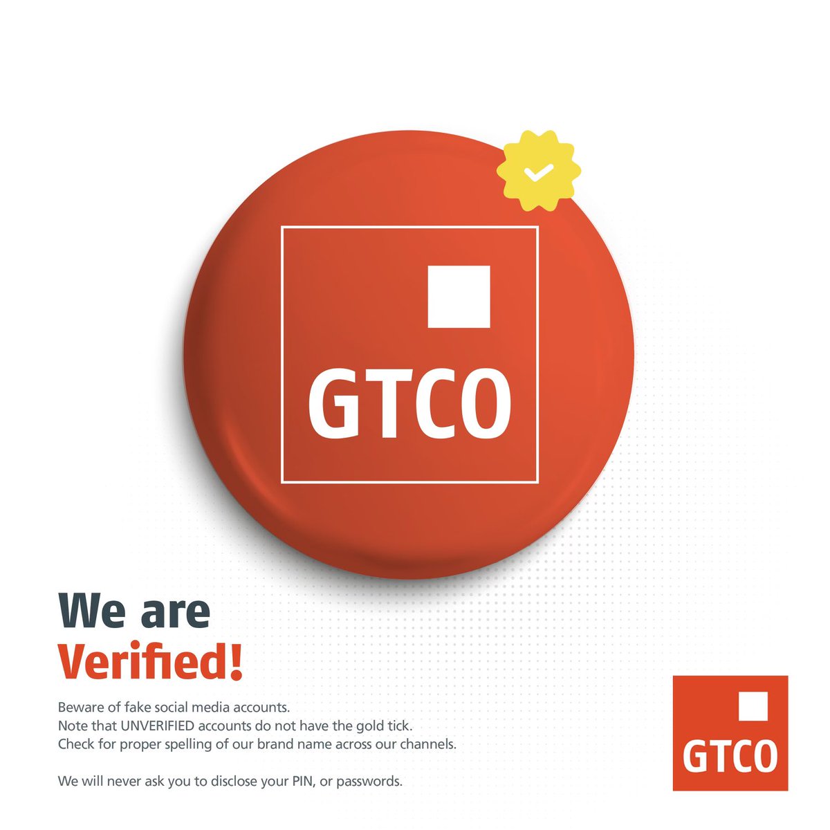 gtbank's tweet image. Quick Tip

Take five seconds to check before you send a message or reply to a tweet from any fraudulent page claiming to be GTBank on Twitter.

#GTCOCares