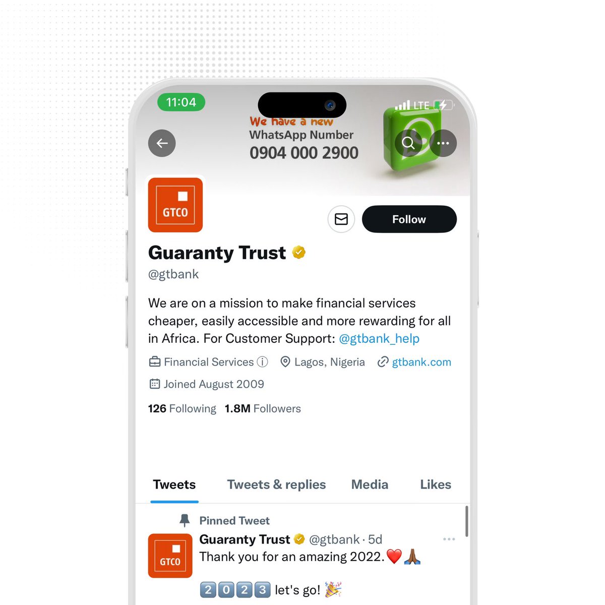 gtbank's tweet image. Quick Tip

Take five seconds to check before you send a message or reply to a tweet from any fraudulent page claiming to be GTBank on Twitter.

#GTCOCares