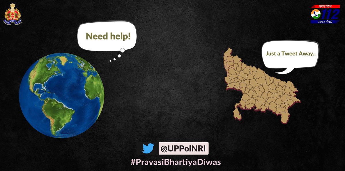 'Your Glob(ally)' Reiterating our commitment to serve citizens across the borders digitally with 24/7 Twitter seva handle for #NRI’s @UPPolNRI We hail the contribution of Indian diaspora towards nation building & for keeping our flag flying high. #PravasiBhartiyaDivas