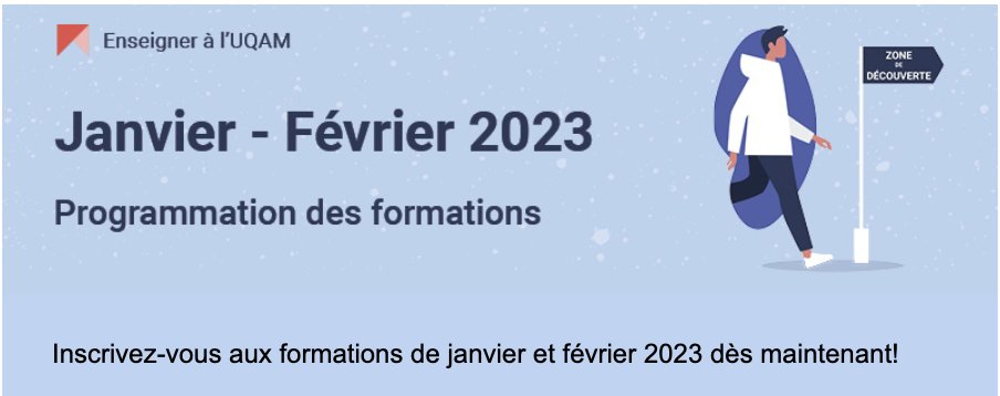 Carrefour_UQAM's tweet photo. C'est la rentrée d'hiver 2023! Profitez des formations de janvier et février 2023 pour bien commencer l'année
https://t.co/iq0SRuC6Fo https://t.co/C483kflXoS
