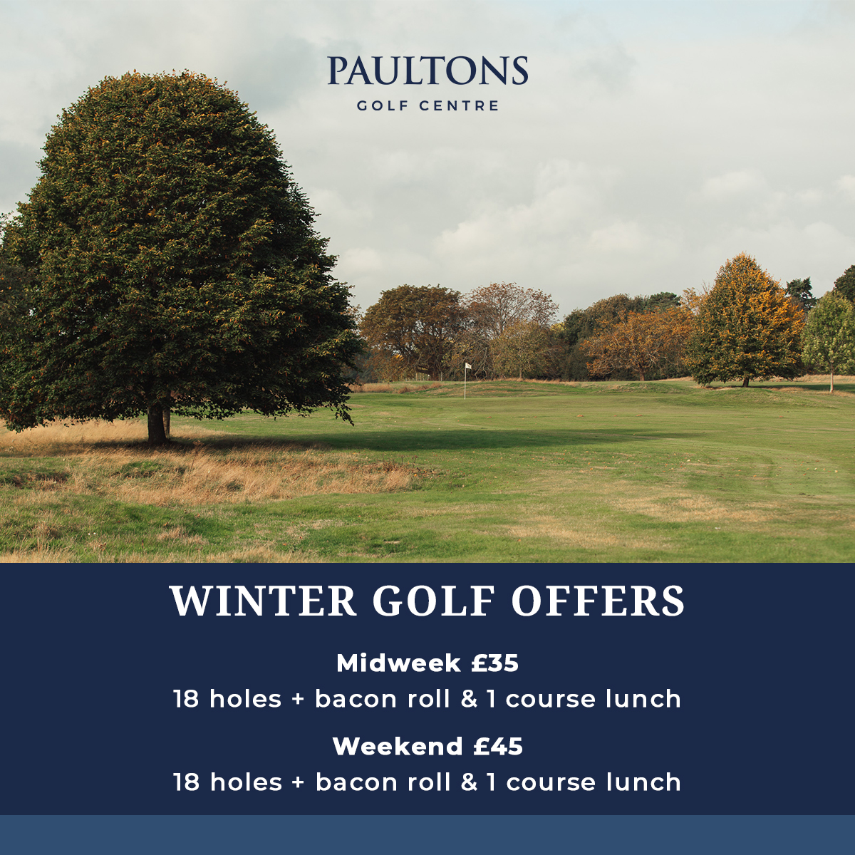 Enjoy great value golf and food from now until the 28th February at Paultons GC with our Winter Golf Offers.

Find out more & book.👇 
paultonsgolf.co.uk/offer/winter-g…

#wintergolf #romseylife #hampshiregolf #oursouthampton #golfoffer #golfforall