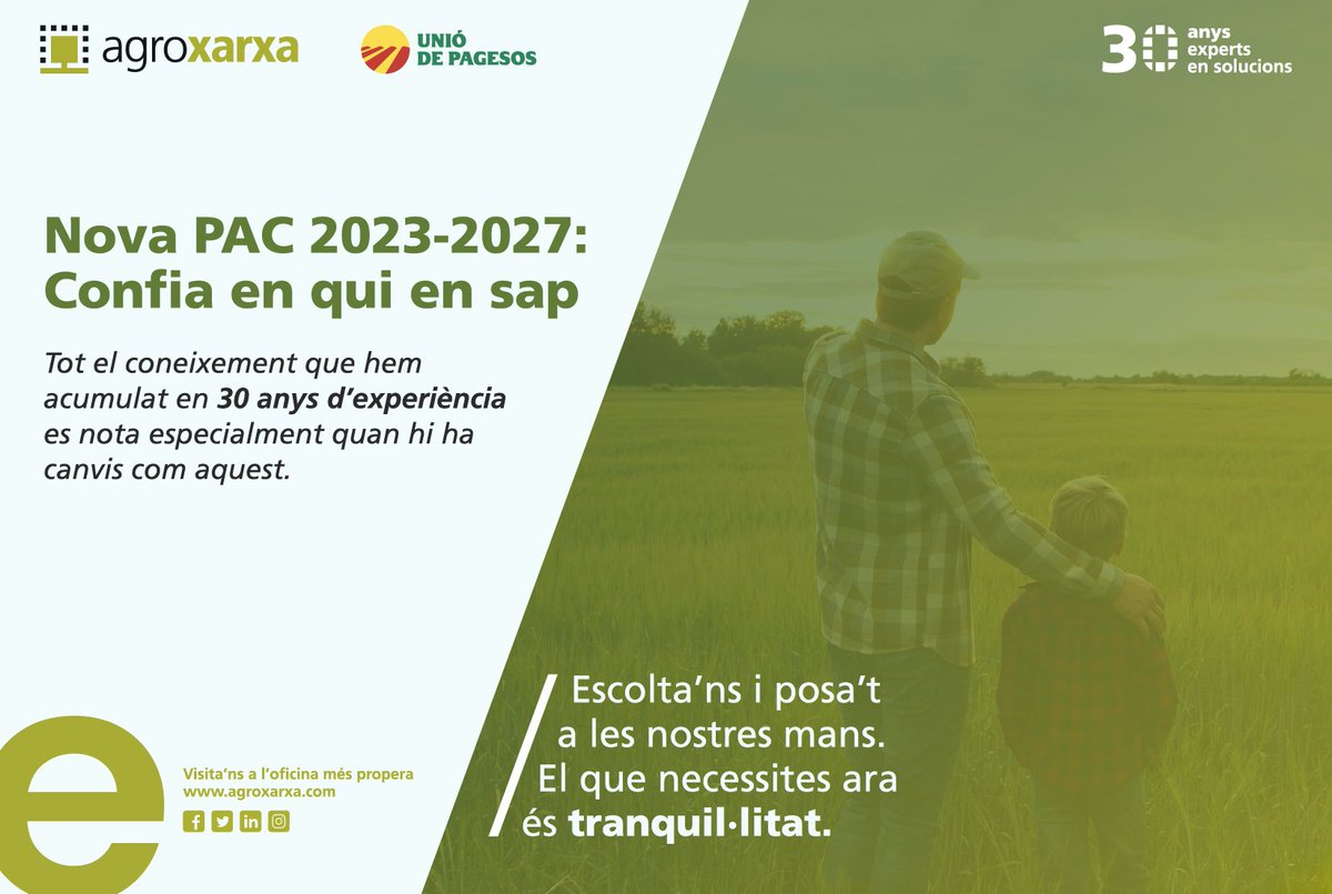 agroxarxa's tweet photo. 🚜Estem convençuts que ja has sentit a parlar de la nova PAC. Fins i tot estem segurs que tens certa inquietud, ja que tothom en parla.
https://t.co/sDCQnW8Qo0
#novaPAC https://t.co/EkT2C0SVSX