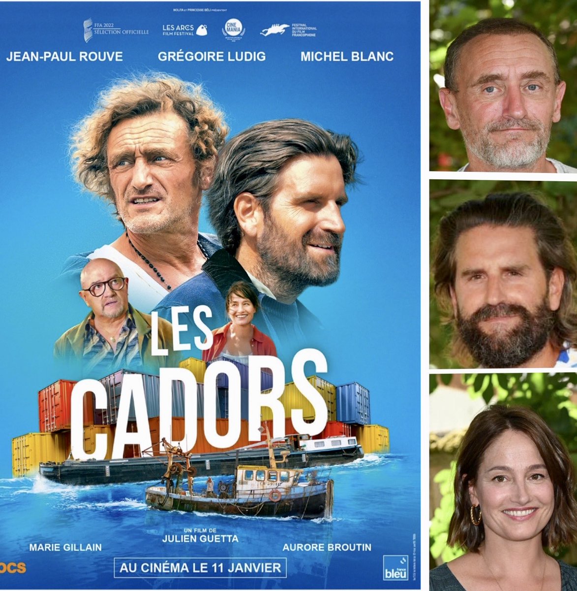 PatrickSimonin's tweet photo. Un grand film #JeanPaulRouve #GrégoireLudig et #MarieGillain sont mes invités aujourd’hui sur @Tv5monde avec le réalisateur #JulienGuetta dans une émission inédite enregistrée au ⁦@FFAngouleme⁩ pour le formidable « Les cadors » qui sort mercredi https://t.co/KKoLd8tTzS