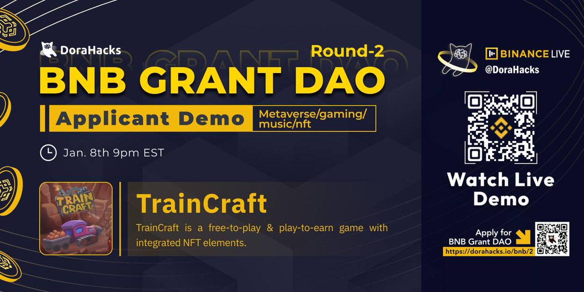 👋Hey, Miners!

We took part in the <a href="/BNBCHAIN/">BNB Chain</a> Grant stream, presenting our game 🔥
Take a look and don’t forget to subscribe to our <a href="/DoraHacks/">DoraHacks</a> page 🫵
📍youtu.be/i92_NhFxtcg?t=…

#NFT #BNBChain #P2E #BNB