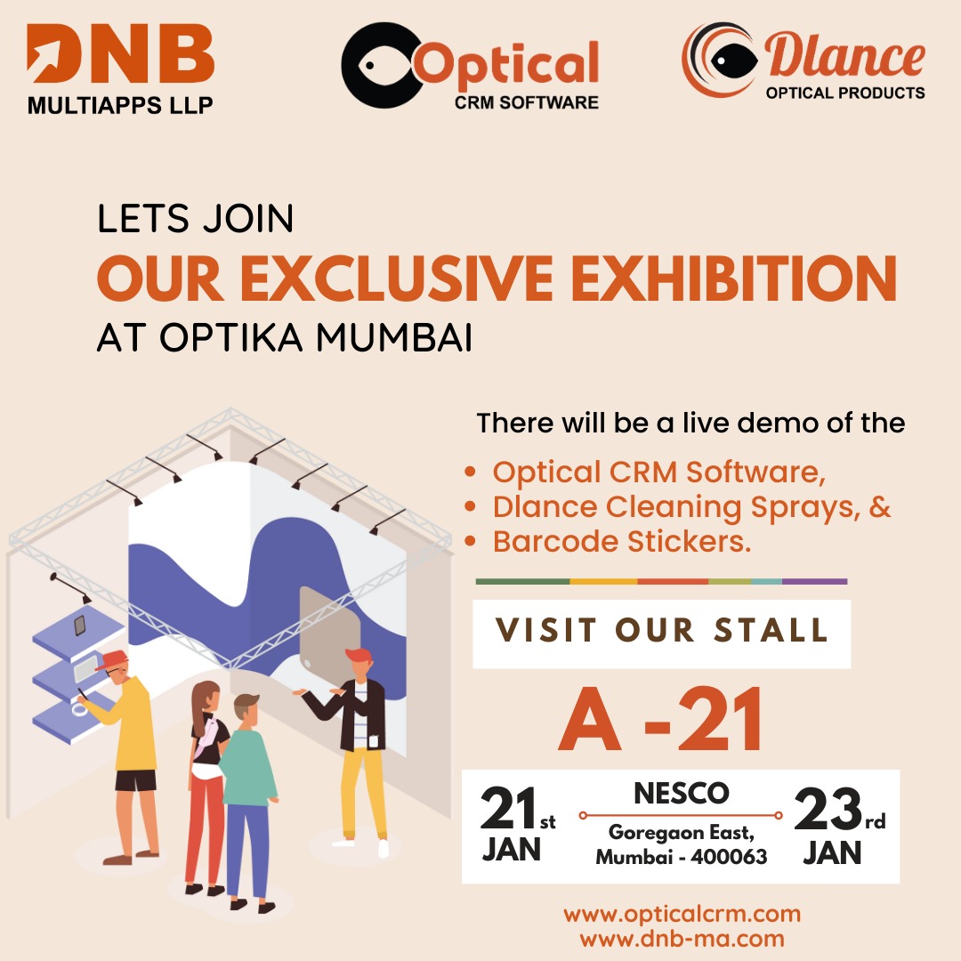 CrmOptical's tweet photo. Join us at the Exclusive Exhibition at OPTIKA MUMBAI.
21st Jan to 23rd Jan.
Visit our Stall A-21
For more Enquiry -
+91 81474 20462 or send email to
info@opticalcrm.com or visi
https://t.co/sxhh6UTJGJ
#dnbmultiappsllp #opticalcrm #dlance #crmsoftware #optika #optikamumbai https://t.co/aItZcTrwzE