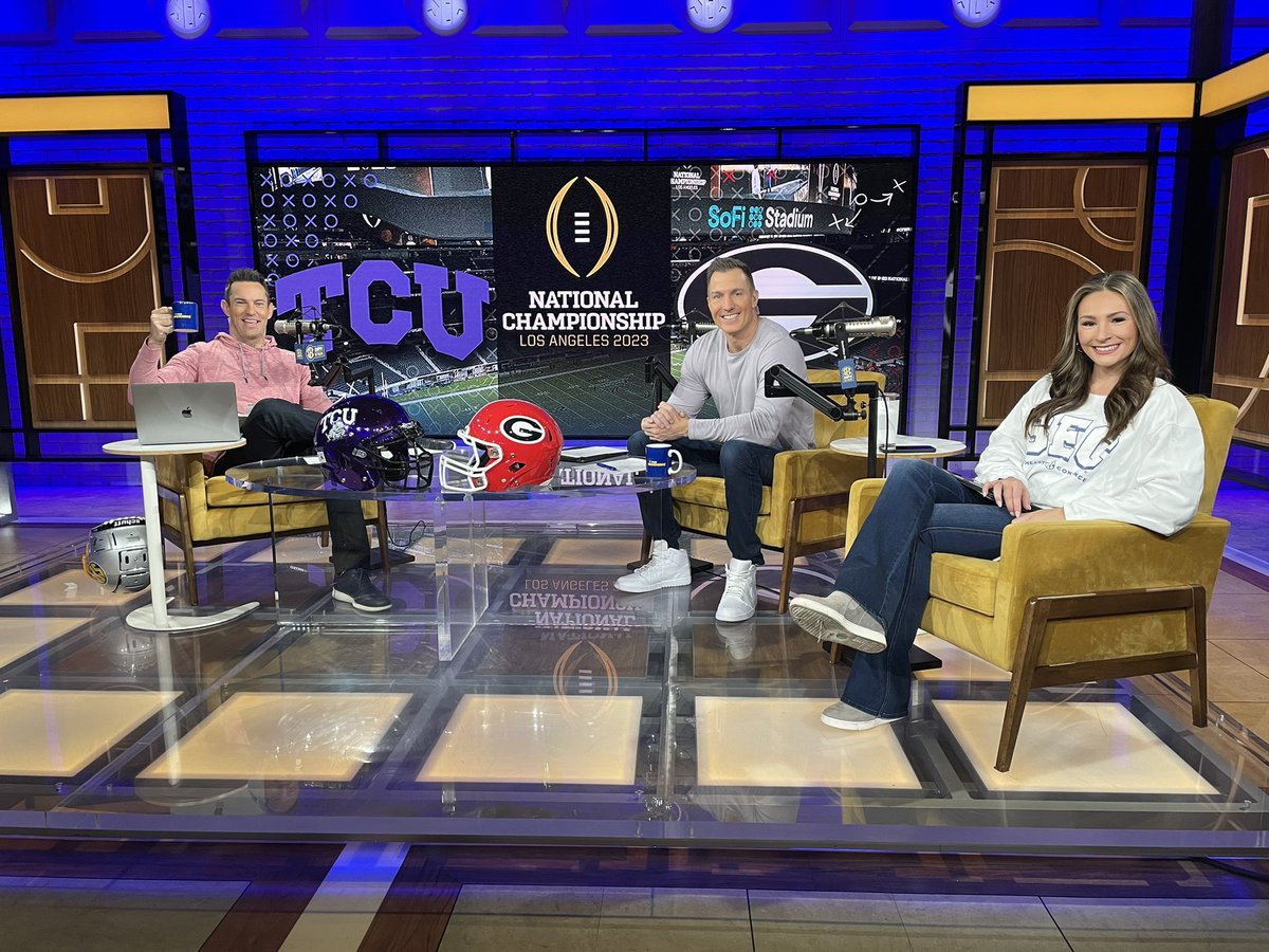 PeterBurnsESPN's tweet photo. Let’s go!!

#SECThisMorning kicks off our National Championship game coverage right now on @SECNetwork 

Dawgs vs Frogs
Injury Updates
Wheel of Pressers
Start Bench &amp; Cut

Guests:
@aaronmurray11 at 8:30
@BenGChase chasing record 9:30
@GregSankey at 10am https://t.co/jRvq0mapIk