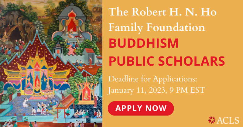 APPLY BY THIS WEDNESDAY, 1/11, 9:00 PM EST: The Buddhism Public Scholars initiative will place up to three emerging scholars of Buddhism in 1-year positions with leading museums and libraries to bolster their capacity in Buddhist art and thought: acls.org/BuddhismPublic…