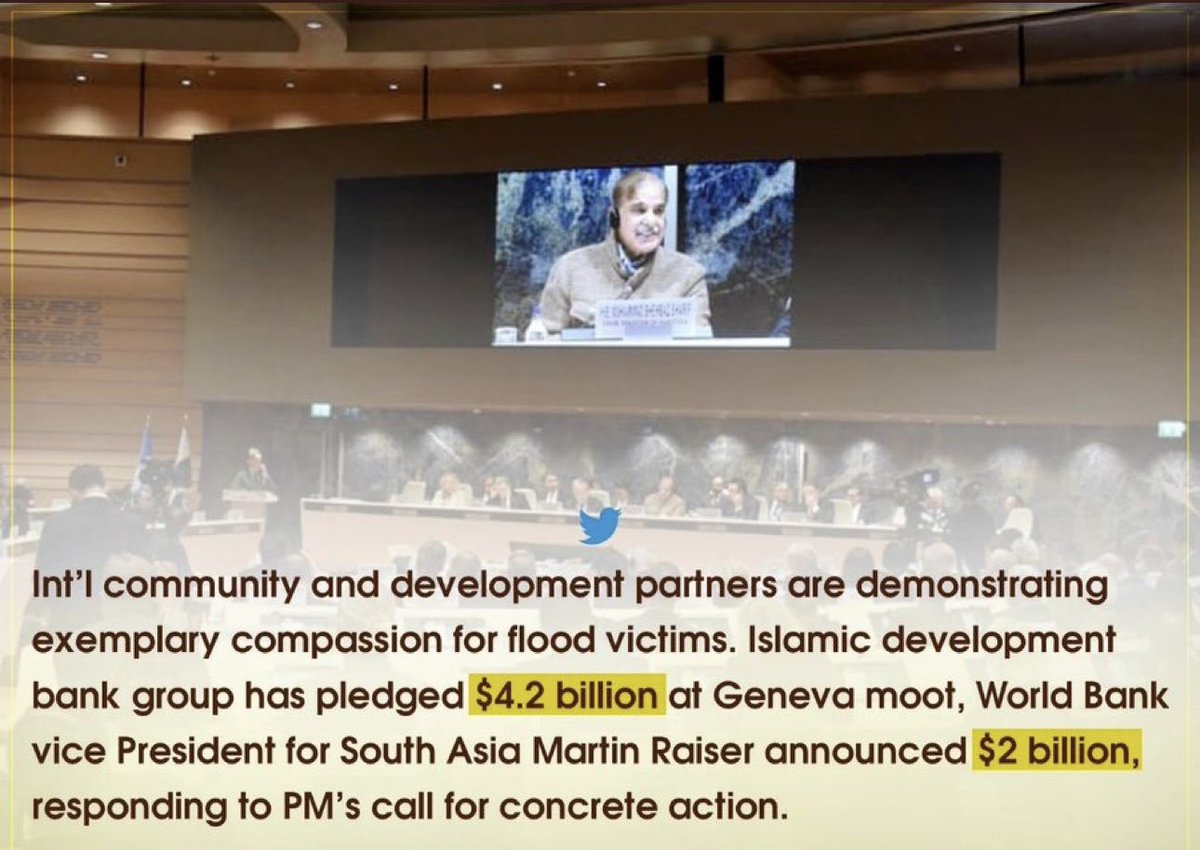 Geneva Donors conference will pull out Pakistan from ventilator inshaallah.
All is going to be well soon 🙌
#PakistanEconomy #PakistanEconomicCrisis #FloodsInPakistan #UNgrant #UNGeneva