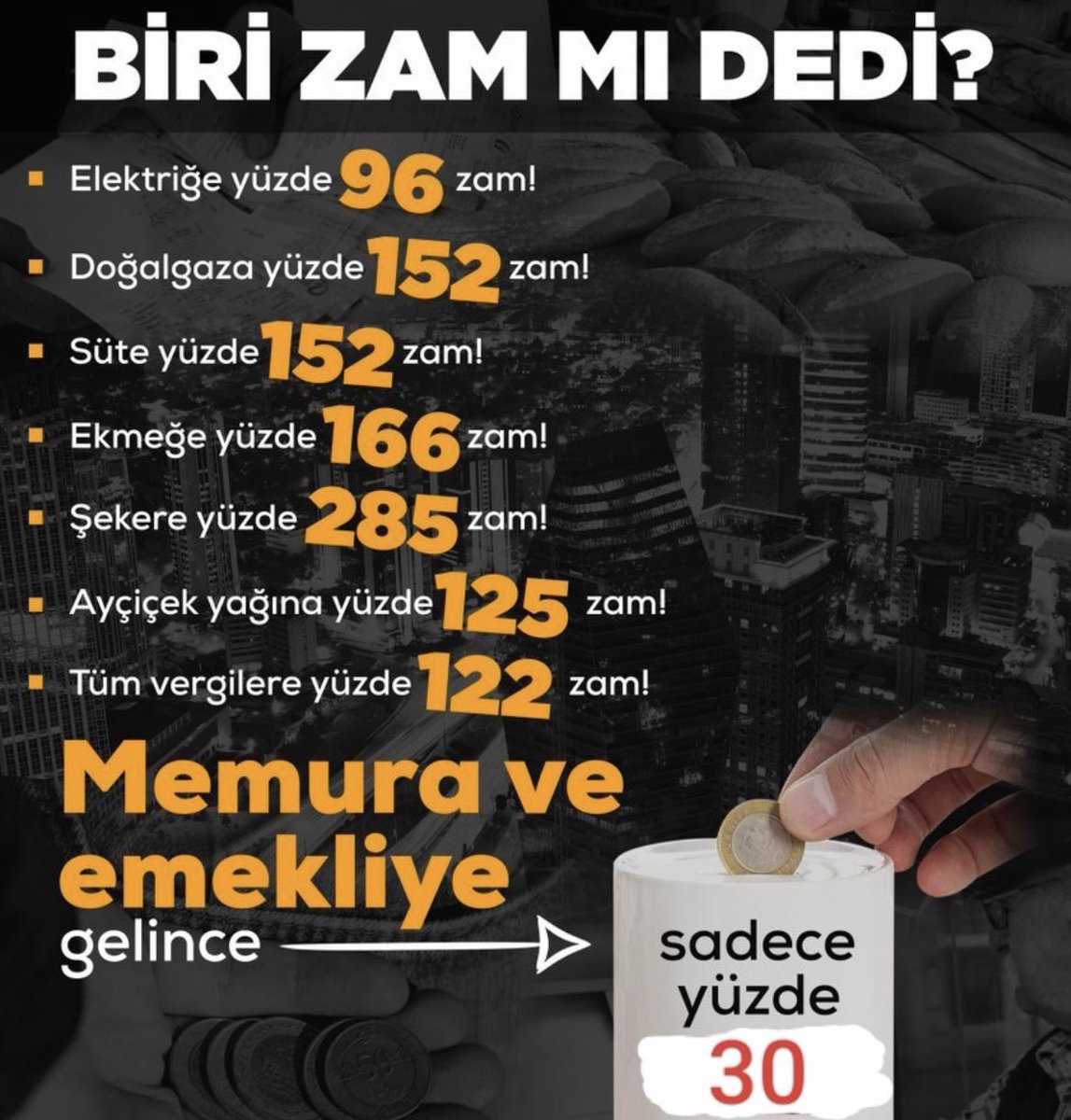 SaglTum's tweet photo. Ya memurlara yüzde yüz zam yapın yada ürünleri geçen seneki fiyatlara çekin 

 #MemuraEk5Bin https://t.co/KFLmSQCqz7