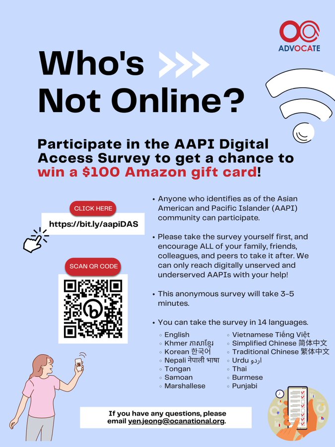 TechSoup's tweet photo. If you self-identify as of the Asian American and Pacific Islander community, then you can help map the #AAPI #DigitalDivide in the U.S.
Help @OCACleveland by taking this survey: https://t.co/uB0hzAqQjG
#DigitalInclusion #Tech4Good #Tech4Humans https://t.co/NC15vopBed