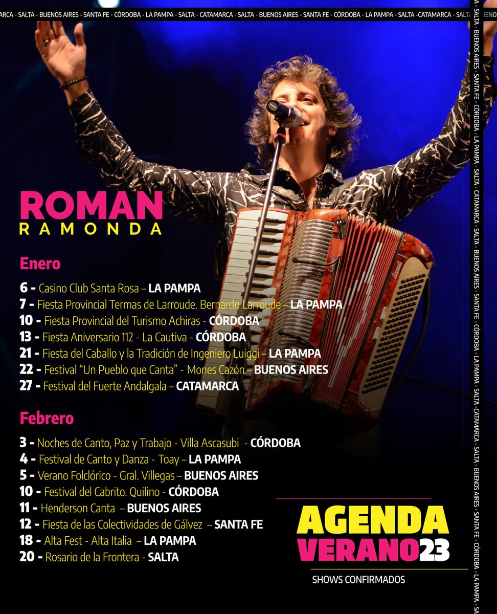 RomanRamonda's tweet photo. 😉Este martes nos vemos en Achiras?
Quiero invitarlos a la 60ª Fiesta Provincial del Turismo en #Achiras #Córdoba . Estaremos compartiendo nuestra música con los amigos de esa hermosa ciudad.
Los espero!
@fiestadelturismoachiras
#turismo #achiras #argentina #musica #show https://t.co/xNdGY8ntEu