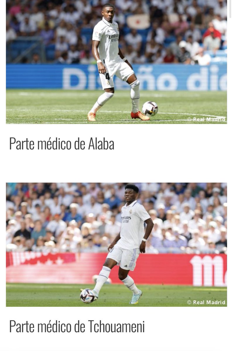 AranchaMOBILE's tweet photo. Dos lesionados en el soleo. Alaba, en el derecho y Tchouameni, en el izquierdo. https://t.co/gynybQqAyS