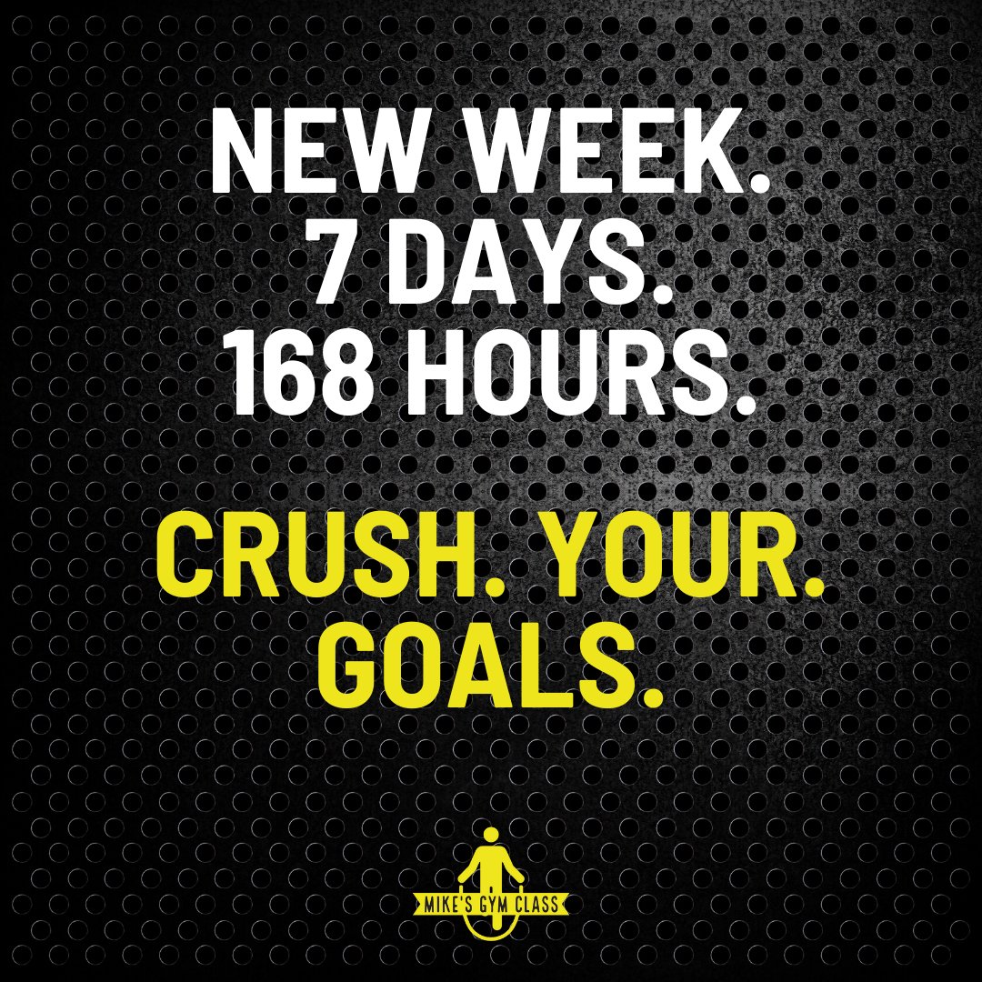 mikesgymclass's tweet photo. It's a new week.  You have 7 days, 168 hours.  Let's crush our goals.

https://t.co/RmivGGJrgw

#mikesgymclass #personaltraining #mondaymotivation #fitnessmotivation #fitness #exercise #fit #instafit #muscle #abs #core #strength https://t.co/j5ZszQ1UtL