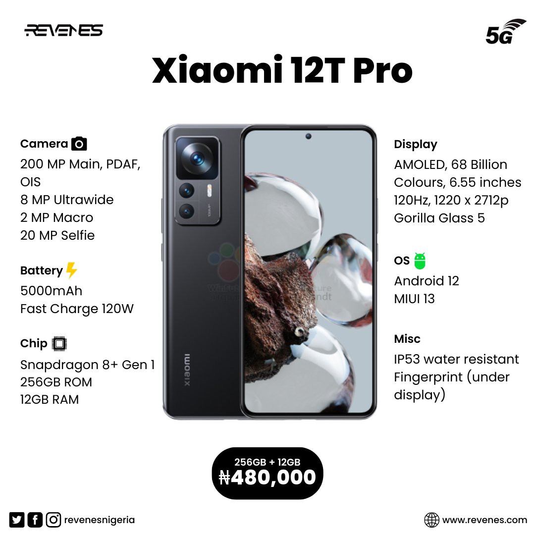 RevenesNigeria's tweet photo. 12T Pro. Not your regular everyday Redmi Phone!
Available here: https://t.co/2E24jWo6O8

#xiaomi12tpro #revenes #12tpro #xiaomi #redmi https://t.co/TwWN4XSO6f