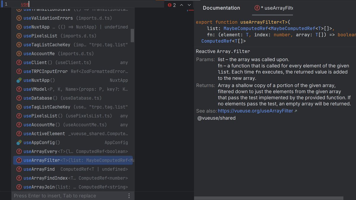 alex_kozack's tweet photo. I never actually read the documentation looking for APIs or options. I just `Ctrl+Space` and see what options the IDE tells me. Thats why #JSDoc is underrated important even if you have cool documentation web page https://t.co/MLPD0xDmFI