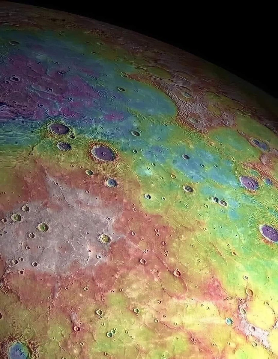 This is one of the closest images to the surface of Planet Mercury. It was taken by the Messenger Spacecraft on a close flight to the planet.