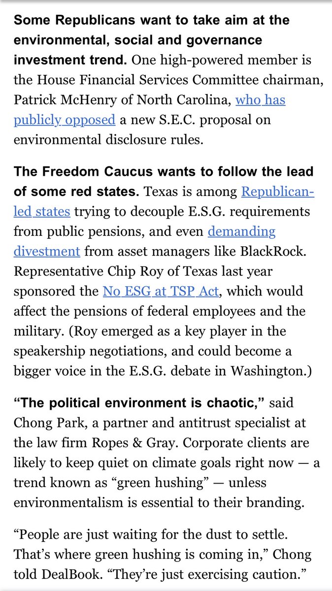 I learned a new term in today’s DealBook: “green hushing”: