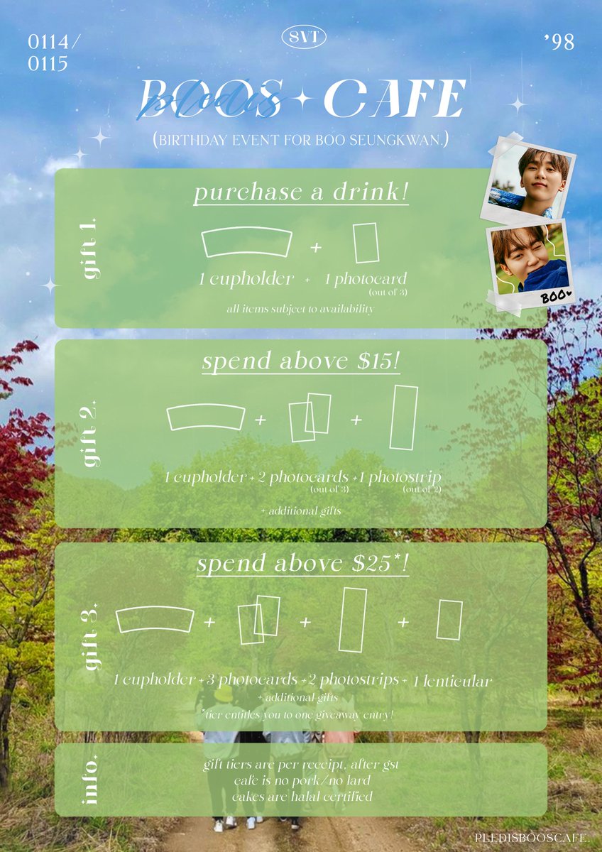 pledisbooscafe's tweet photo. 📸𝗽𝗹𝗲��𝗶𝘀𝗯𝗼𝗼𝘀𝗰𝗮𝗳𝗲
↳𝖡𝗂𝗋𝗍𝗁𝖽𝖺𝗒 𝖤𝗏𝖾𝗇𝗍 𝖿𝗈𝗋 𝖡𝗈𝗈 𝖲𝖾𝗎𝗇𝗀𝗄𝗐𝖺𝗇

✨️ Updated Event Details ✨️

📍Cafeground@252, Singapore 
📅 14-15 January 2023

#pledis_booscafe #승관 #SEUNGKWAN #cafeground252 https://t.co/NaYvnuTFzj