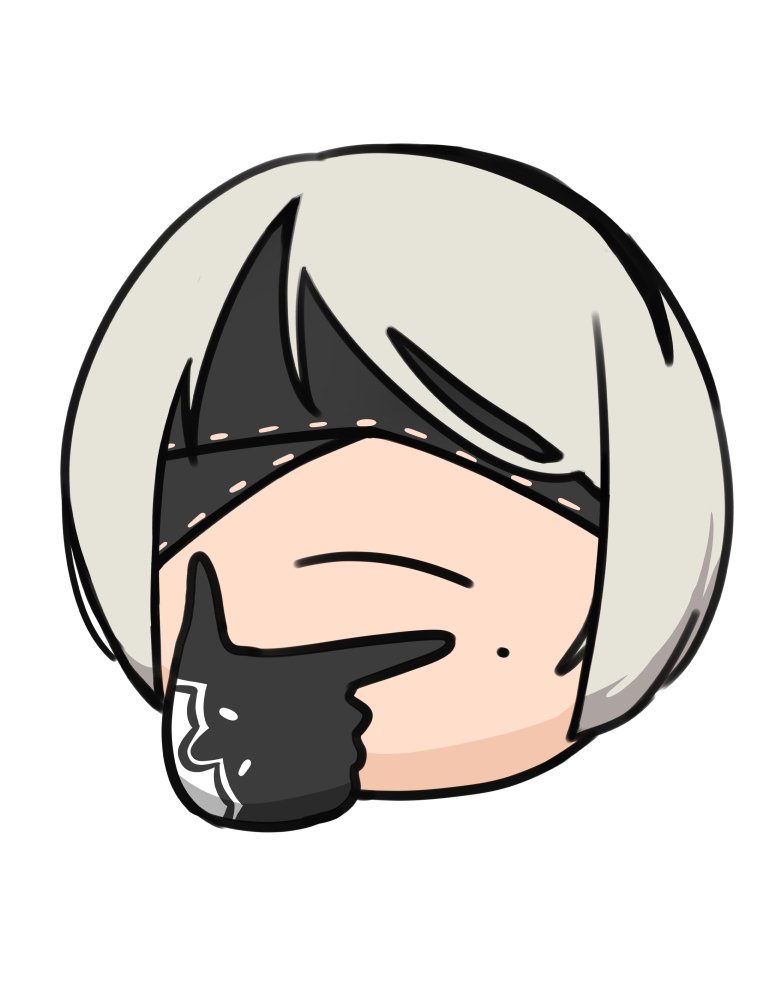 yorha no. 2 type b blindfold mole mole under mouth solo white background gloves simple background  illustration images