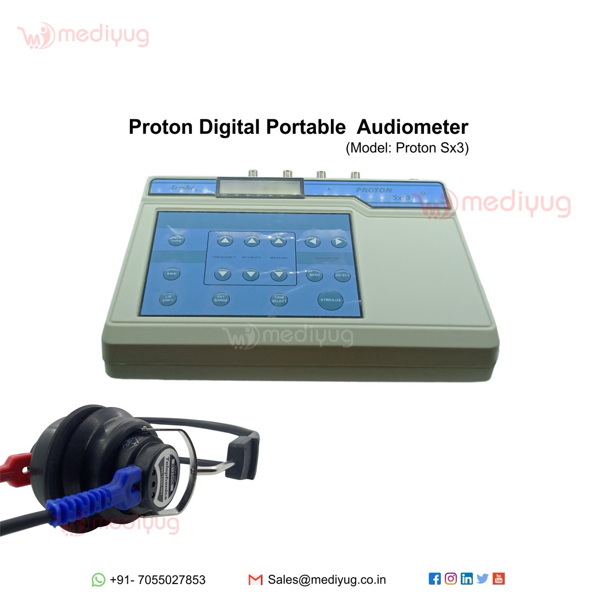 Medi_Yug's tweet photo. Proton Digital Portable Audiometer With Computer connectivity (Model: Sx3)
 
AVAILABLE AT BEST PRICE

For any queries feel free to contact us.
Call / Whatsapp: 91-7055027853
Email: sales@mediyug.co.in

#mediyug #mediyugindia #mediyugservices #audiometer #entdoctor #medical https://t.co/Tbctcwfit6