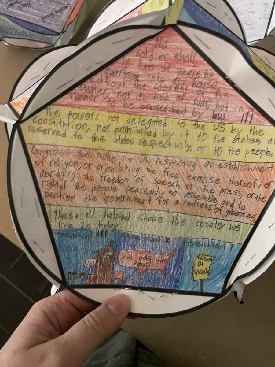 ms_keefer5's tweet photo. Starting the new year off in 8th grade US History!!
My students created a bloom ball with different components of the US government.
The panels included the Preamble, the branches, principles of the Constitution, and more! https://t.co/IaRDcXP3Xr