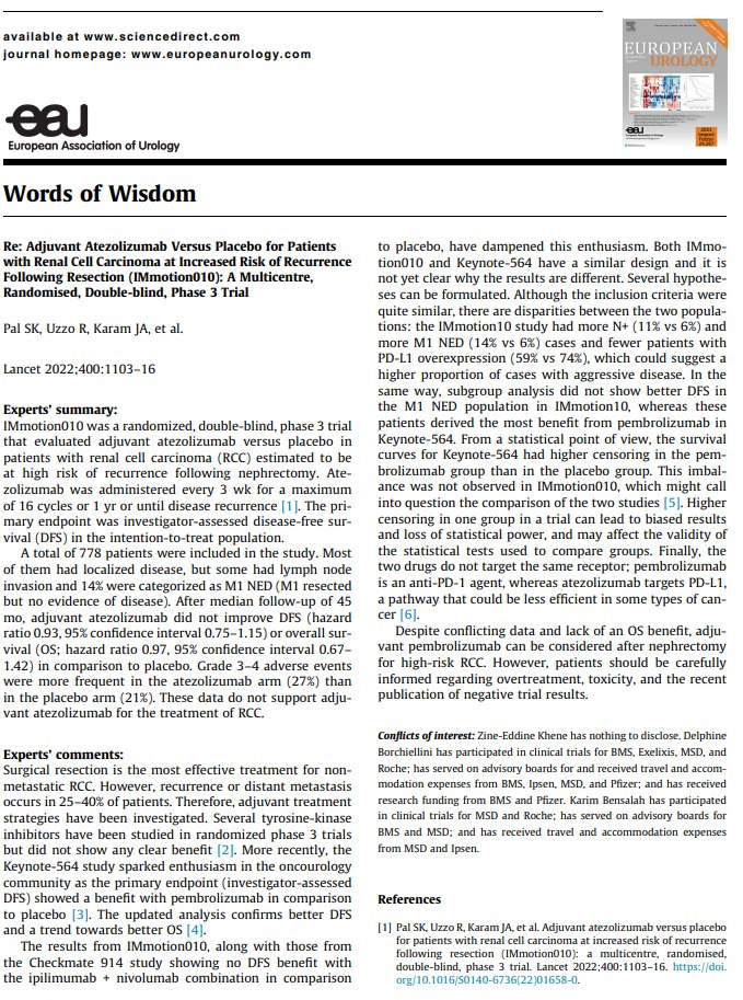 Karim Bensalah (@kbensalah35) on Twitter photo Some thoughts on discrepancies between adjuvant RCC trials. #RCC #Immotion010 #Keynote564 @d_borchiellini <a href="/ZineEddineKhene/">Zine-Eddine Khene</a>
pubmed.ncbi.nlm.nih.gov/36609006/ Some thoughts on discrepancies between adjuvant RCC trials. #RCC #Immotion010 #Keynote564 @d_borchiellini <a href="/ZineEddineKhene/">Zine-Eddine Khene</a>
pubmed.ncbi.nlm.nih.gov/36609006/