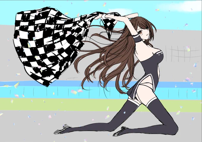 翔鶴瑞鶴のレースクイーン衣装ラフ完成～!!背景わからーん!!!!!サーキット場の資料探します… 