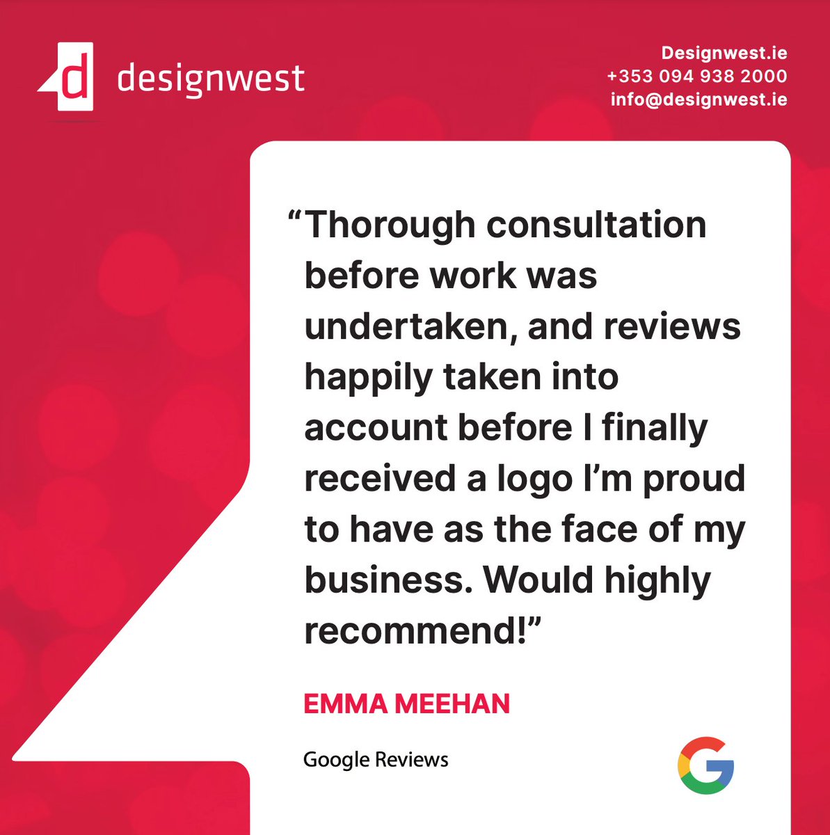 designwestmayo's tweet image. GOOGLE REVIEWS 🤩

As much as we love reading your reviews on google, we thought it would be a great idea to share them with you too 🙌

You can always shoot us a DM or contact us at info@designwest.ie  to have a chat for your #visualexperience idea / enquiry!! 💥 
#designagency