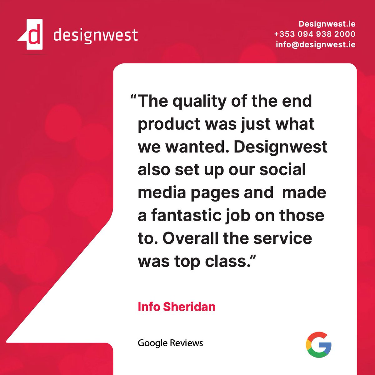 designwestmayo's tweet image. GOOGLE REVIEWS 🤩

As much as we love reading your reviews on google, we thought it would be a great idea to share them with you too 🙌

You can always shoot us a DM or contact us at info@designwest.ie  to have a chat for your #visualexperience idea / enquiry!! 💥 
#designagency