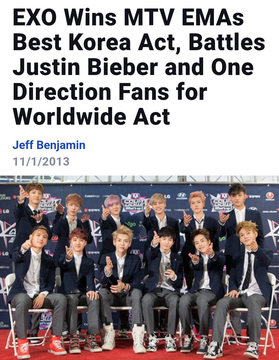 legendsexo_'s tweet photo. Let's not forget that EXO is the youngest Kpop group to win EMA just one year after their debut https://t.co/2c1YrlDbRH