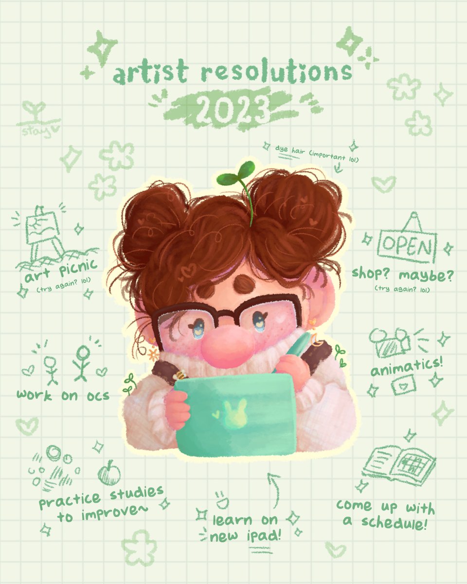 patchwork_d's tweet photo. #ArtistResolutions2023 👋🏻✨ And a look back on last year's. I did pretty good on goals~ I'm ready for the new year! LET'S GOOOO 🌱✨  • #artistsontwitter #illustration #digitalart https://t.co/EXczsJaUvI
