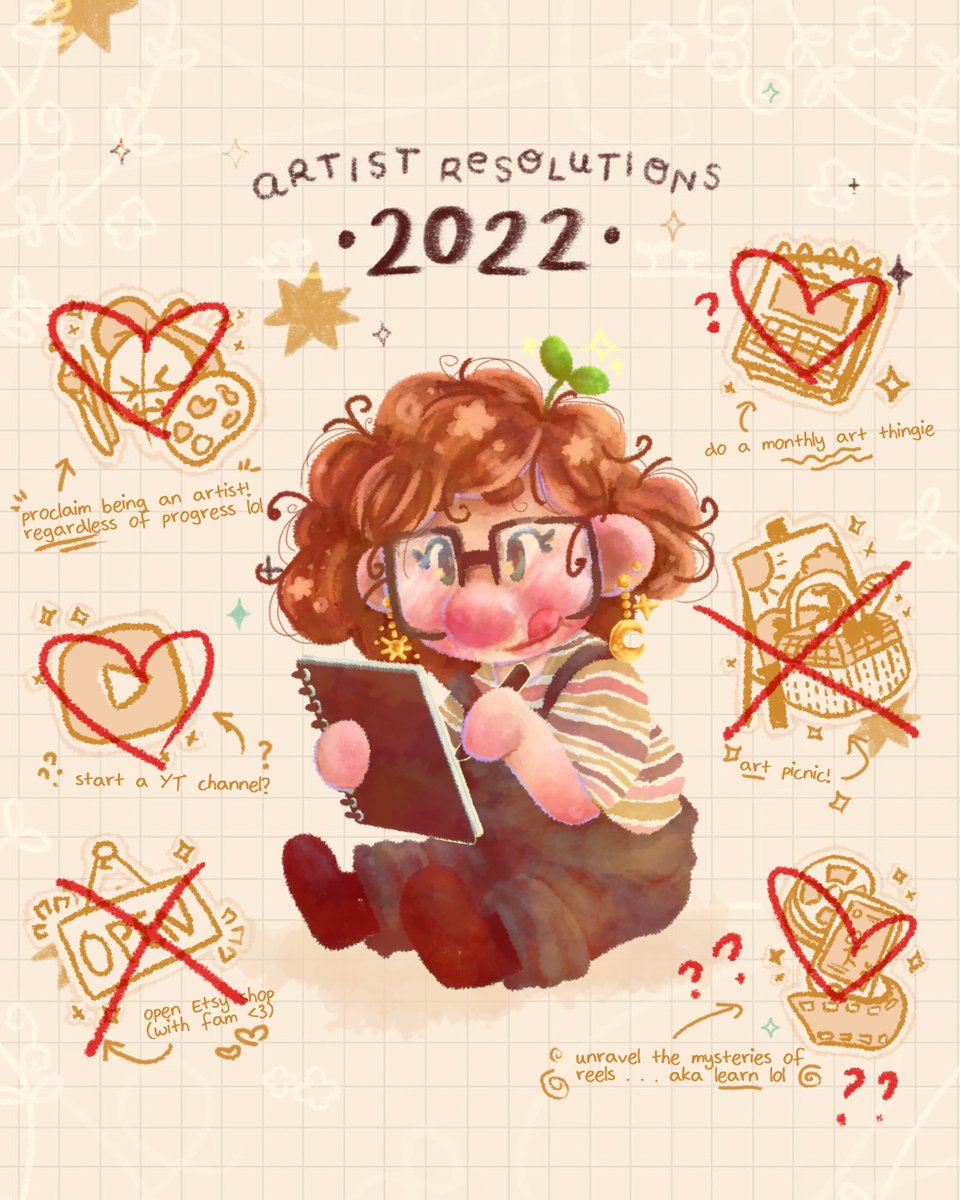 patchwork_d's tweet photo. #ArtistResolutions2023 👋🏻✨ And a look back on last year's. I did pretty good on goals~ I'm ready for the new year! LET'S GOOOO 🌱✨  • #artistsontwitter #illustration #digitalart https://t.co/EXczsJaUvI