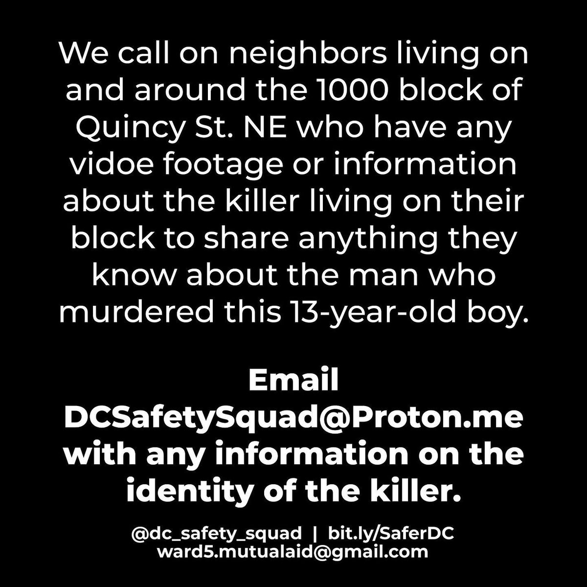 .@harrietsdreams  <a href="/ward5mutualaid/">Ward 5 Mutual Aid</a>  DC Safety Squad and community members are calling on <a href="/MayorBowser/">Mayor Muriel Bowser</a> <a href="/SafeDC/">Deputy Mayor Lindsey Appiah</a> <a href="/DCPoliceDept/">DC Police Department</a> to have the name of Karon Blake killer and any photo or video evidence collected released. We will not allow Karon’s  unjust vigilante murder to be covered.