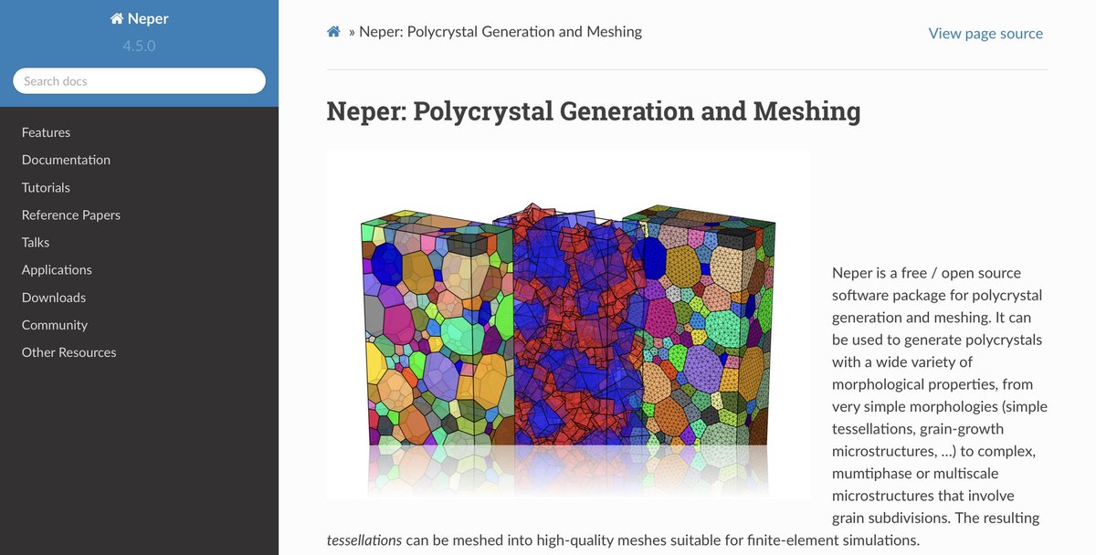 Elbor7's tweet image. Neper (neper.info) is the main concurrent of Voro++, which we are using actively. As a software, it took almost monopoly in the field because of its active development and exciting capabilities: meshing, multiscale structures, and pole figures, to name a few.

#neper
