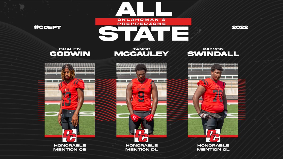 Shout out to @DkalenGodwin @tangomccauleyjr @rayvon_swindall for being recognized as All State Honorable Mention. Way to represent #CDEPT @Coach_Rob_J